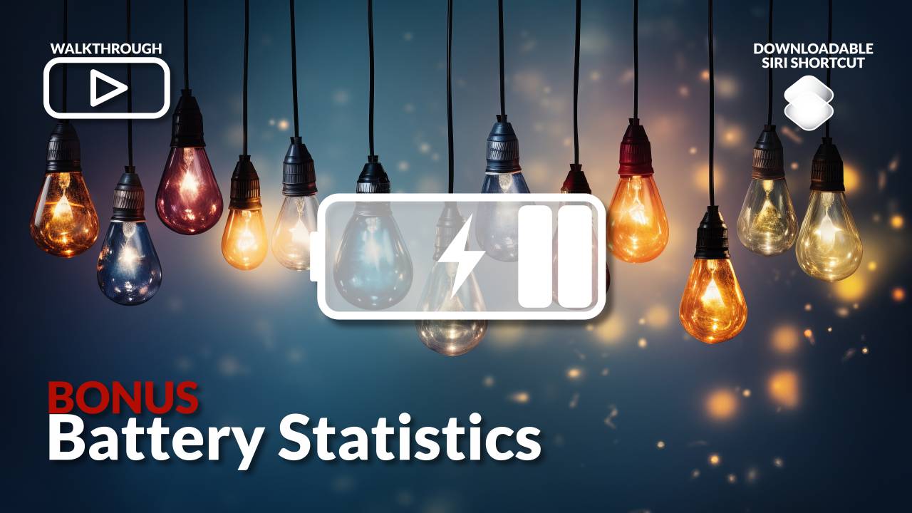 A festoon of colourful lights with a battery icon overlayed.