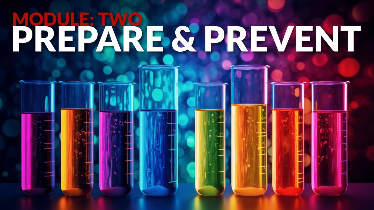 A set of test tubes with colourful liquids.