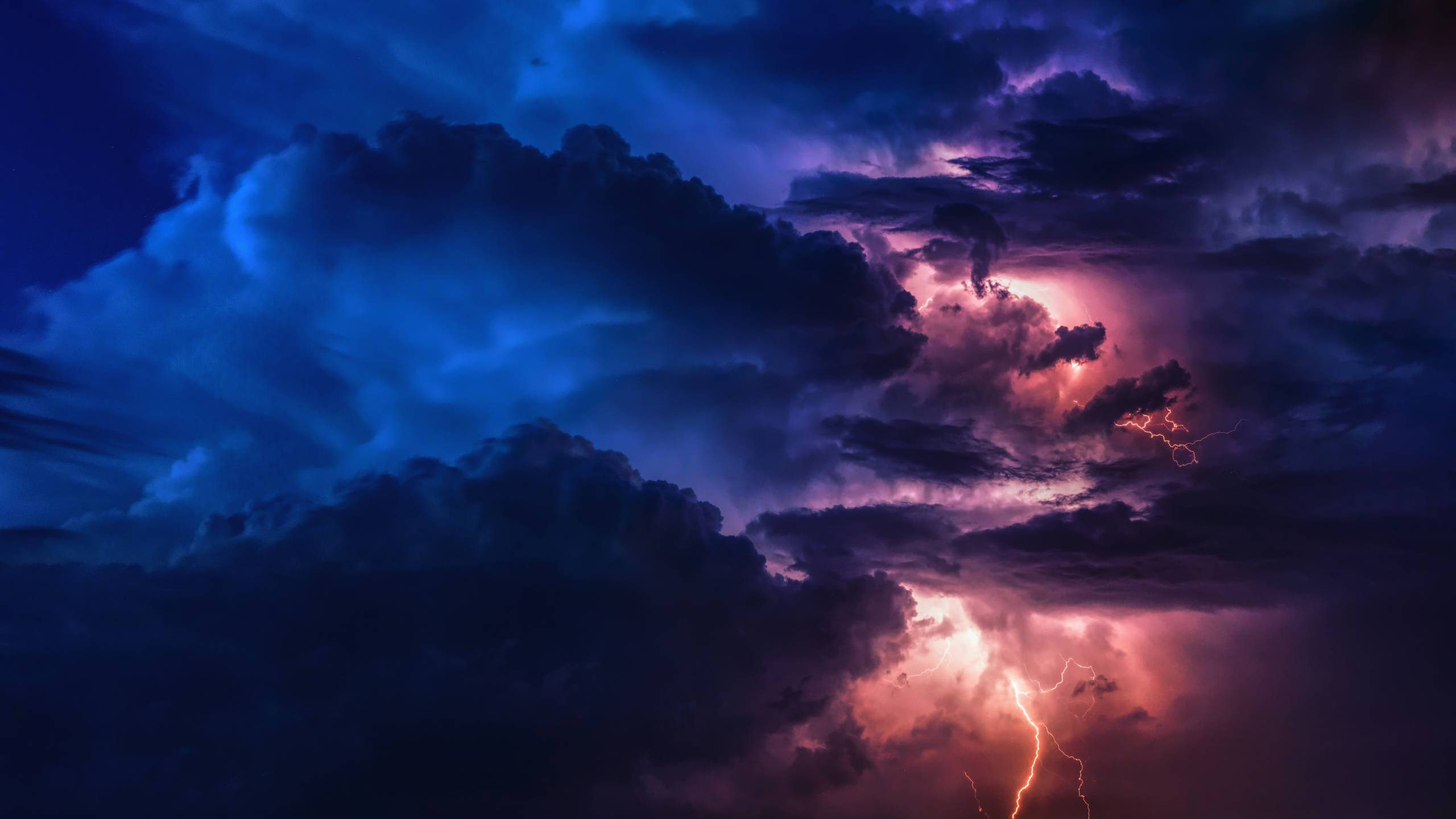 A stormy sky with lightning.