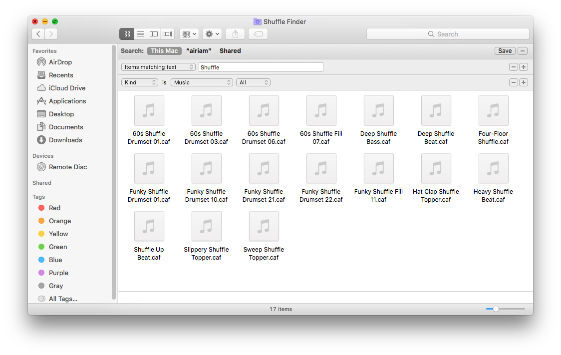 A Smart Folder with it's criteria visible.